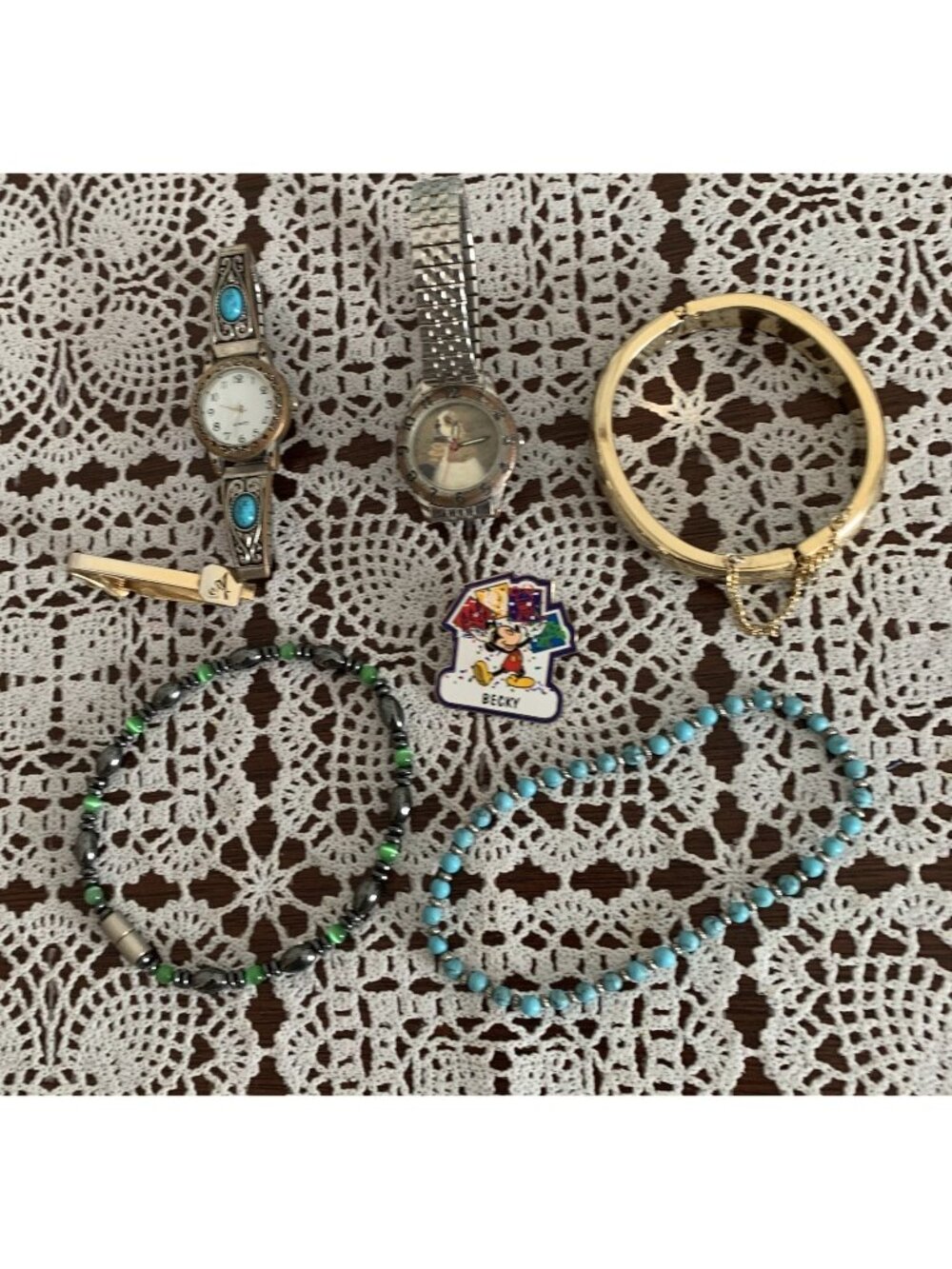 Costume Jewelry AKC Cocker Watch Vtg Tie Bar Disney Pin Becky Ankle Bracelets